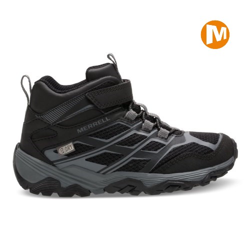 Merrell Moab FST Mid A/C Waterproof Winterstiefel Kinder Schwarz [DE-LOUWQ]
